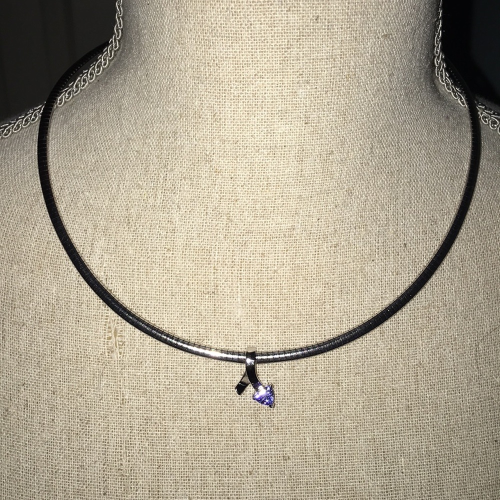 Tanzanite Sliding Pendant Omega Chain Necklace